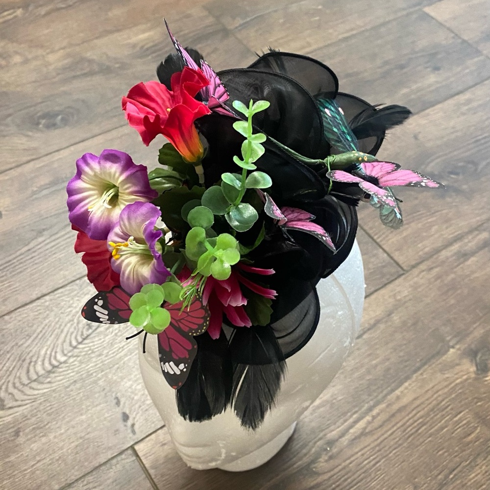Elegant Black Fascinator Hat with floral decor